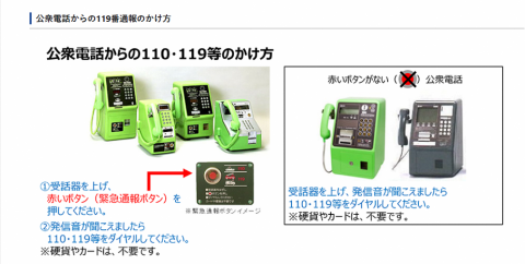 公衆電話の緊急通報